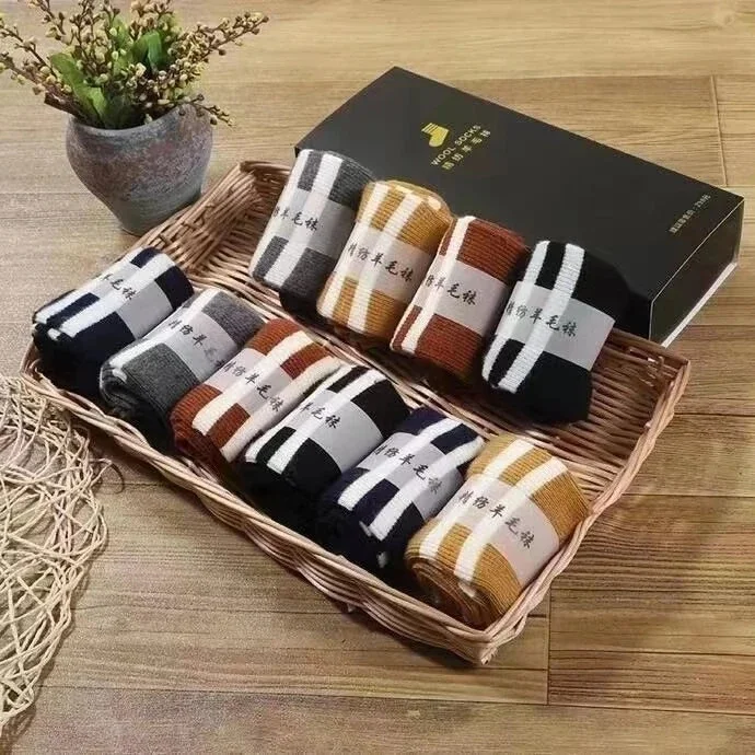 

Quality High 100% Cashmere Wool Women Winter Very Warm Man's Woolen Socks 5 Pairs DPGL