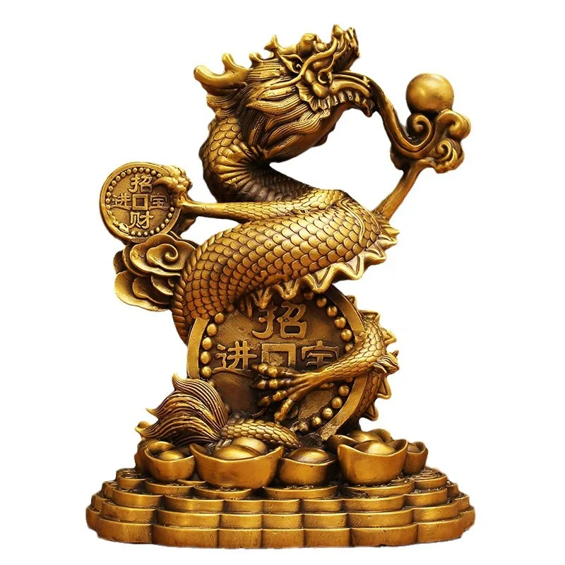 Lucky Jinbaolong Brass Ornament Cornucopia Zodiac Dragon Crafts Office Desktop Copper Ornament