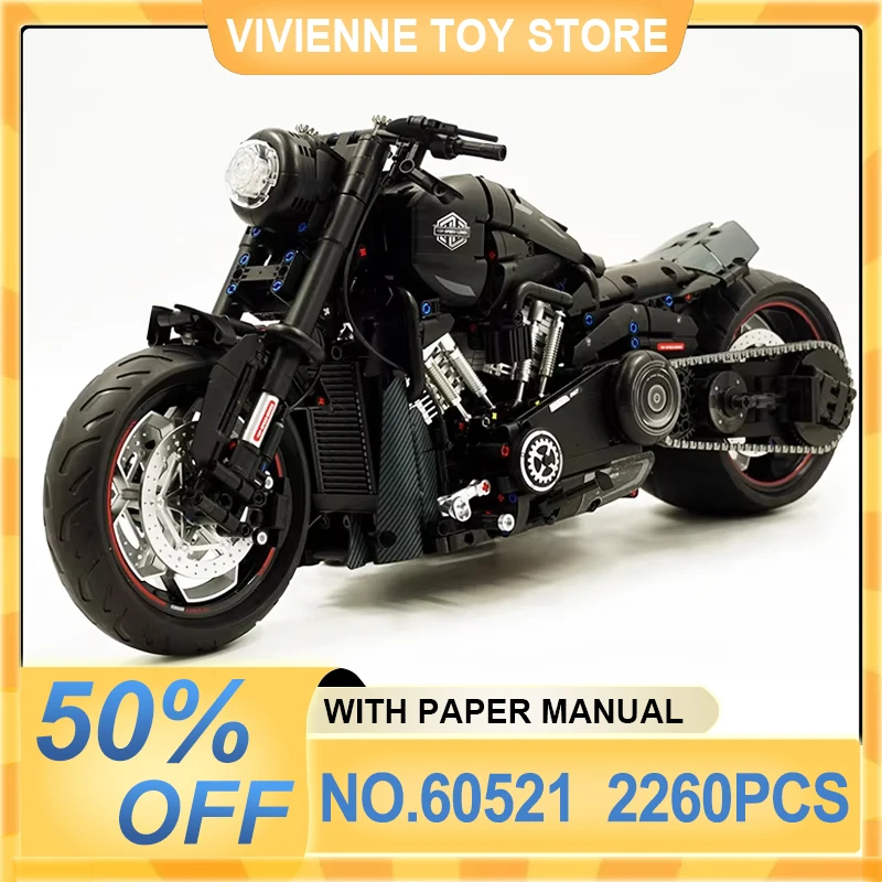 

GULY 60521 1:5 MOC Technical Black Knight Motorcycle Model Building Blocks Bricks Assembly Puzzle DIY Toy Chrismas GiftsFor Kids