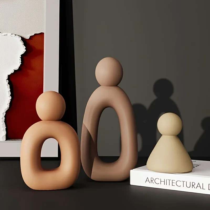 Modern Minimalist Resin Abstract Family of Three Sculpture Office Living Room TV Cabinet Decor Housewarming Gift