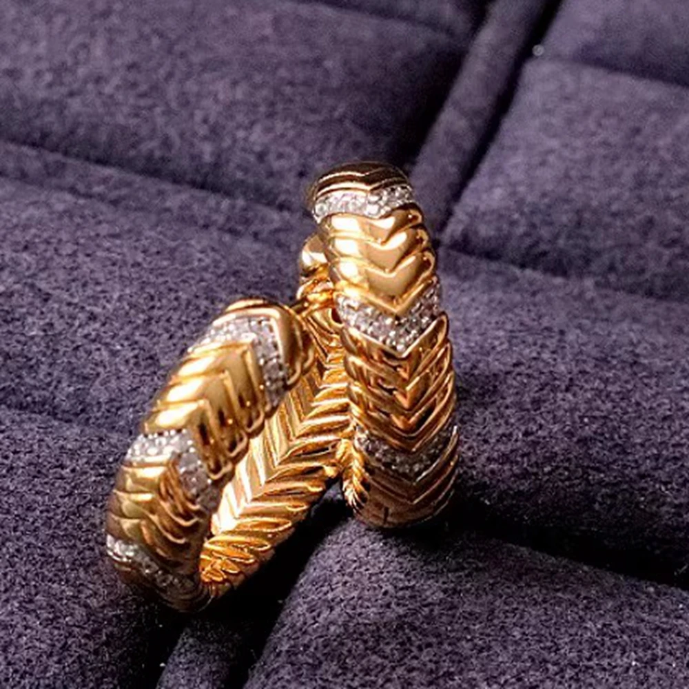 KQDANCE New High Craft Synthetic Zircon Daimond Snake Pattern Huggie Hoop Earrings 925 Silver Gold Plated Luxury Jewelry