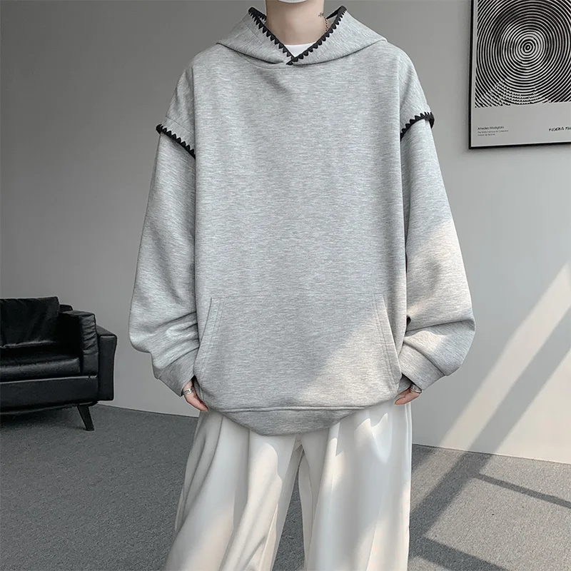 2025 Autumn Men's Hooded Sweatshirts Chic Loose Couple Streetwear Hoodie Male Sports Hip Hop Pull On Sweatshirt Plus Size M-5XL