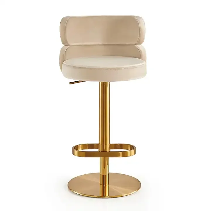 

For Modern Luxury Stainless Steel Lift Swivel Backrest High Stool Velvet Bar Stool Bistro Bar Chair for Home Cafe Furniture