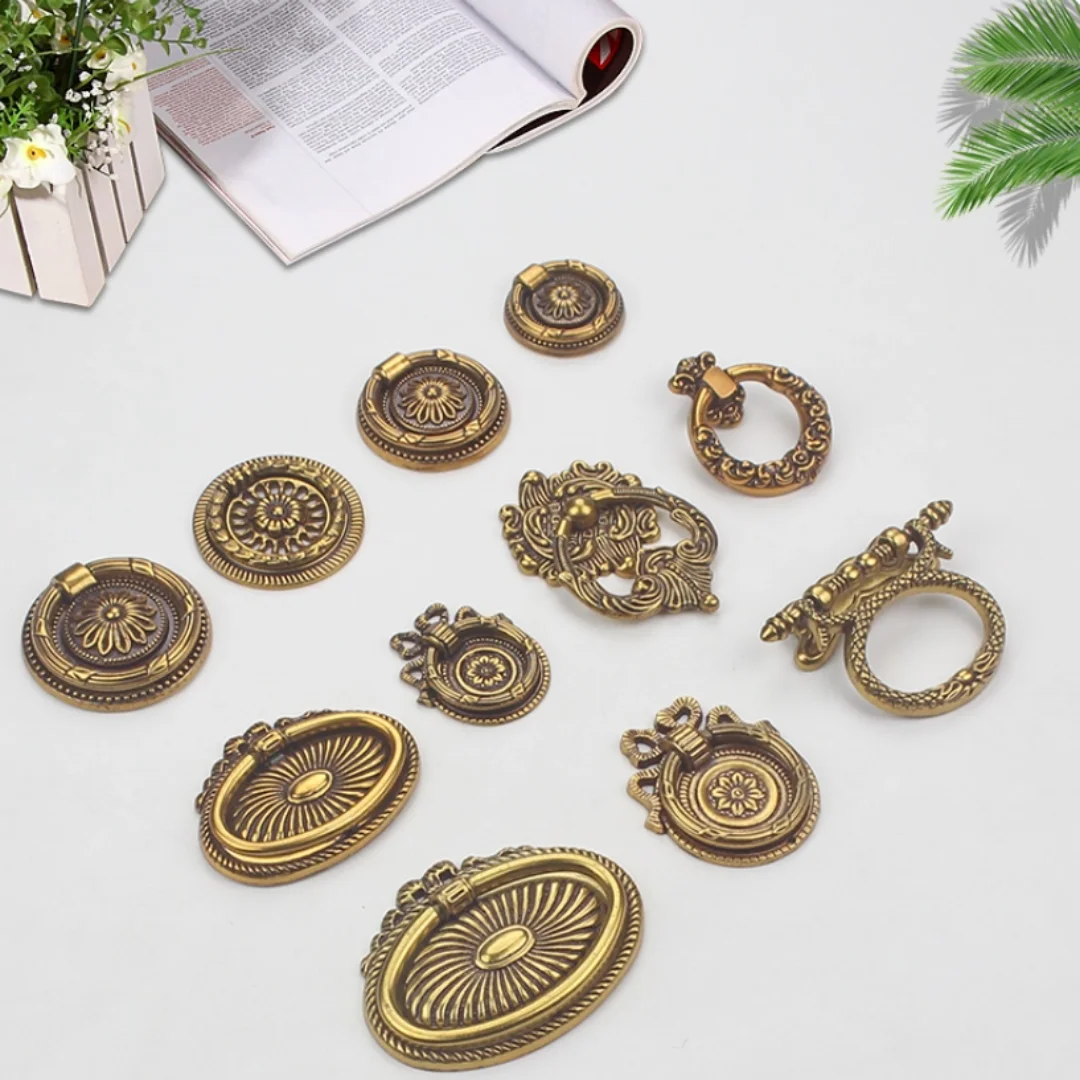 Retro European Gold Drop Ring  - Furniture Hardware Drop Pulls review and price