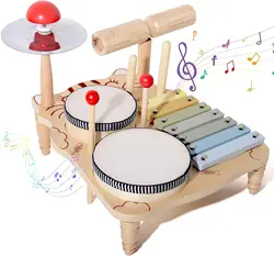 幼児のための木製xylophoneドラムセット、モンテッソーリ赤ちゃん音楽、ドラムセット、タイル楽器、おもちゃ