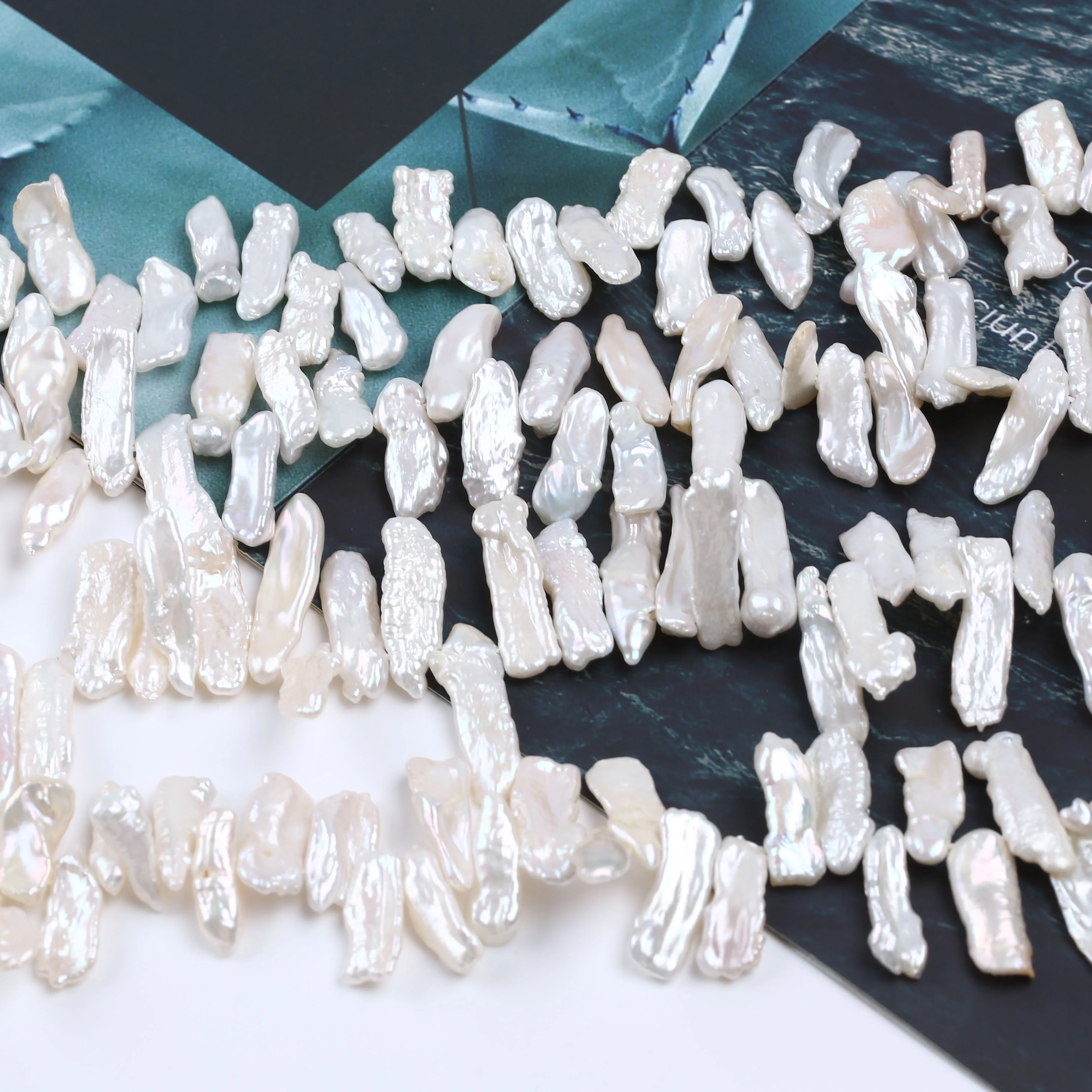 7-10mm White Biwa Shape Natural White Freshwater Pearl Beads Strand Wholesale For jewelry Making