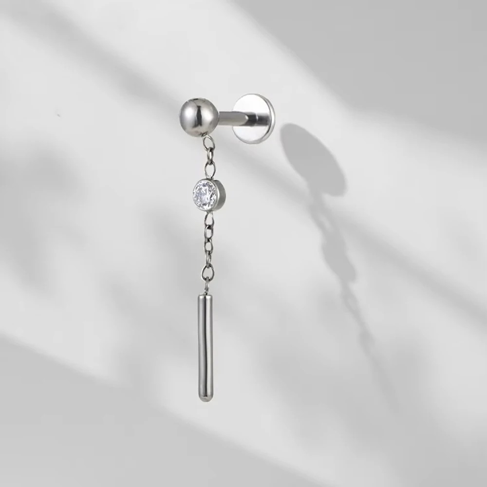 ASTM F136 Titanium Internally Threaded Dangle Labret Ring Ear Lobe Helix Tragus Body Piercing Jewelry