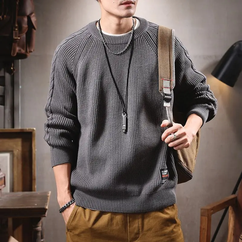 

American Men's Sweater for Autumn and Winter New Knitted Base Sweater Loose Oversized Sweater for Men