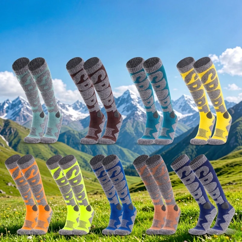 1 Pair Autumn Winter Thick Ski Socks - New Style Thermal Over-the-Knee Cold-Proof Socks for Snowboarding, Outdoor Sports