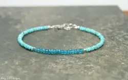 Sleeping Beauty Turquoise & Neon Apatite Bracelet, Hill Tribe Silver Beads, Sleeping Beauty Turquoise Jewelry