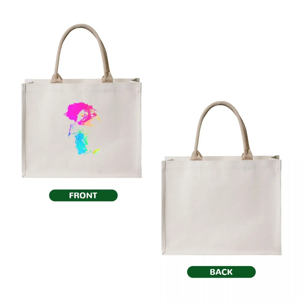 Rainbow Watercolor Woman Tote Bag reusable shopping bag shopper bag women Big women