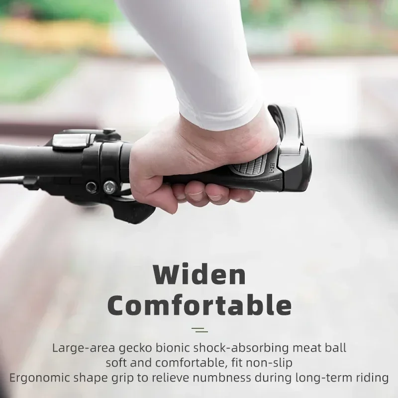 ROCKBROS MTB دراجة القبضات قرون شوفار نائب المقود القبضات الدراجات للصدمات الغبار واقية الدراجة القبضات المطاط الثنائي مغلق