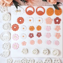 Spring Hollow Flower Pattern Soft Pottery Cutters Geometric Polymer Clay Molds DIY Ceramic Earrings Jewelry Pendants Hand Tools