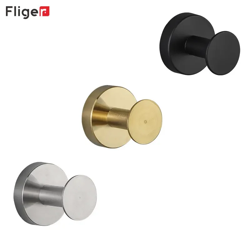 Fliger Wall Hook Stainless Steel Clothes Hanging Hook Door Key Coat Robe Hanger Towel Holder For Bathroom Kitchen Black Gold