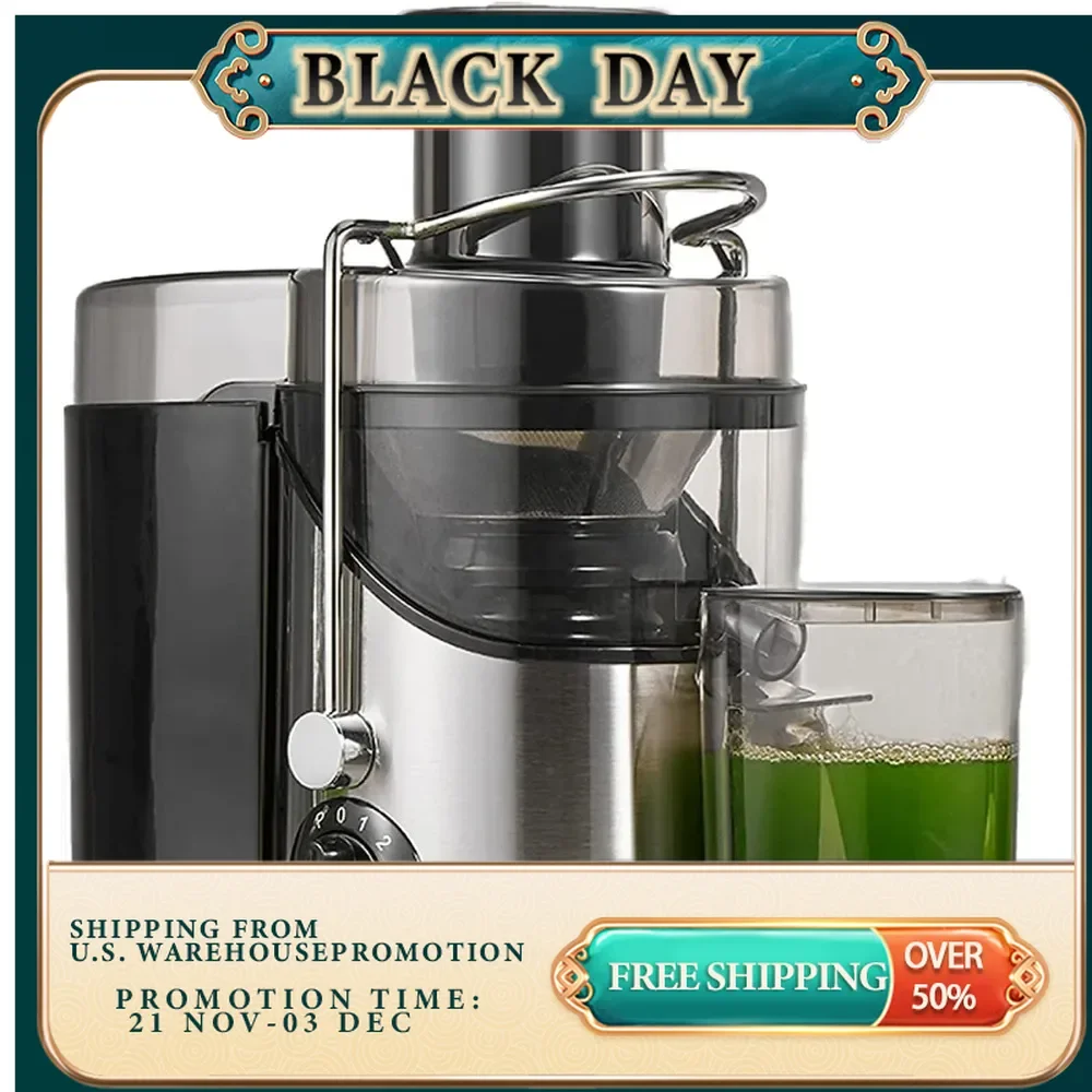 

Juicer Machines, BPA Free, 3 Speeds Stainless Steel Juice Maker, Detachable, Easy to Clean (Brush Included)