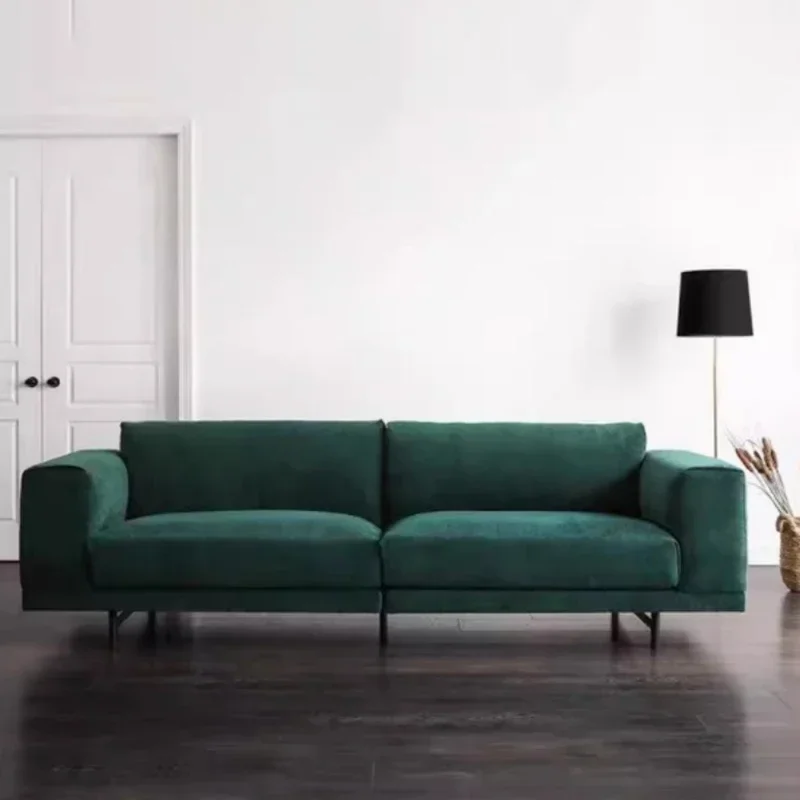 Modern Living Room Sofas Hotel Fashionable French Retro Dark Green Sofa Cotton Linen Fabric Japanese Sofas Camas Home Furniture