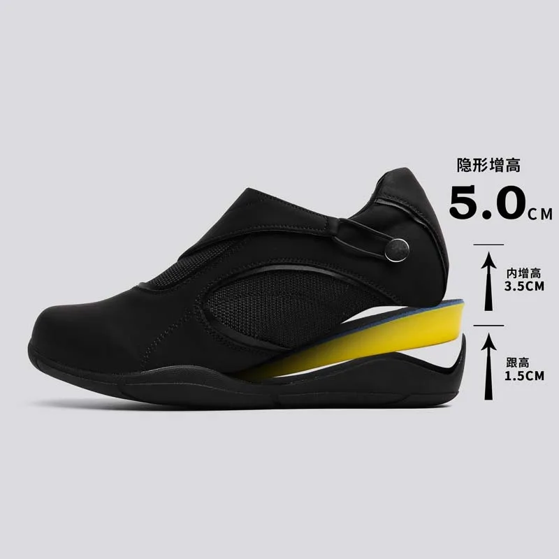 

5CM Hidden Height Elevator Shoes Men Slip on Soft Leather Mesh Casual Sneakers Light Weight Platform Shoes Office Daily Footwear