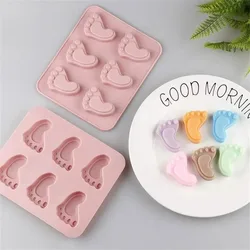 Silicone Cute Baby Foot Print stampo per sapone a forma di impronta stampo per cioccolato lozione Bar Jello Ice Cube vassoio Cookie Pan Shower Party