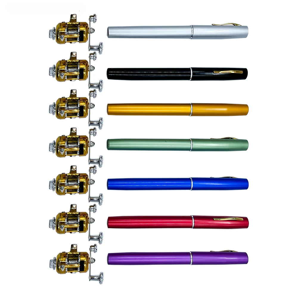 Portable Pocket Telescopic Mini Pen Shape Fishing Rod Aluminum Outer Casing with Ultralight Drum Reel Combo Pesca Fishing Gear