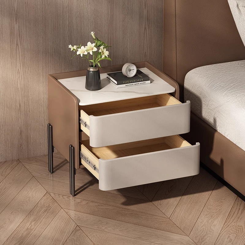 

Minimalist niche bedside table light luxury high-end solid wood bedside table designer creative mesa de quarto home furniture
