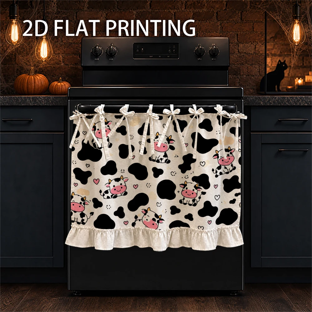 1PC Kitchen Curtain-Cabinet Curtain-Apron. Cute cow and heart print-perfect for farmhouse kitchen decor.