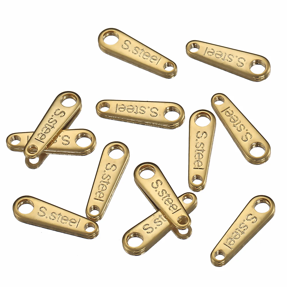 50pcs Stainless Steel End Charms Pendants Connector Gold Color Chain Extension Tail Charm for Jewelry Making DIY Wholesale