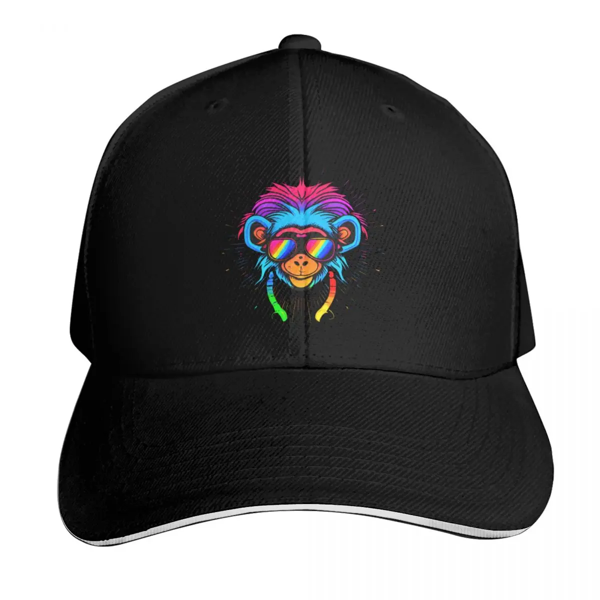 Rainbow logo happy monkey. Baseball Cap Gentleman Hat party Hat summer hat funny Hats Woman Men's