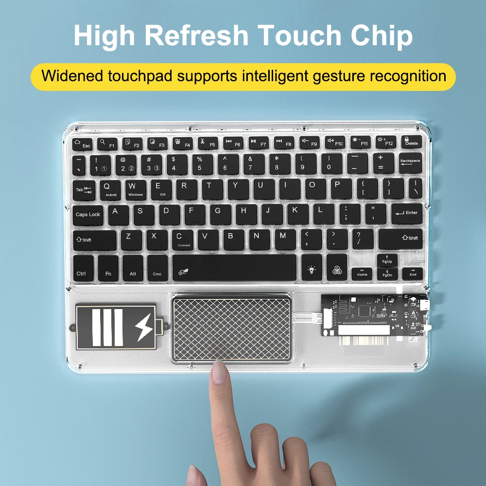 Wireless Keyboard with Touchpad, Ultra-Slim Portable Bluetooth Rechargeable Keyboard,Wireless Keyboard for iOS Android Windows