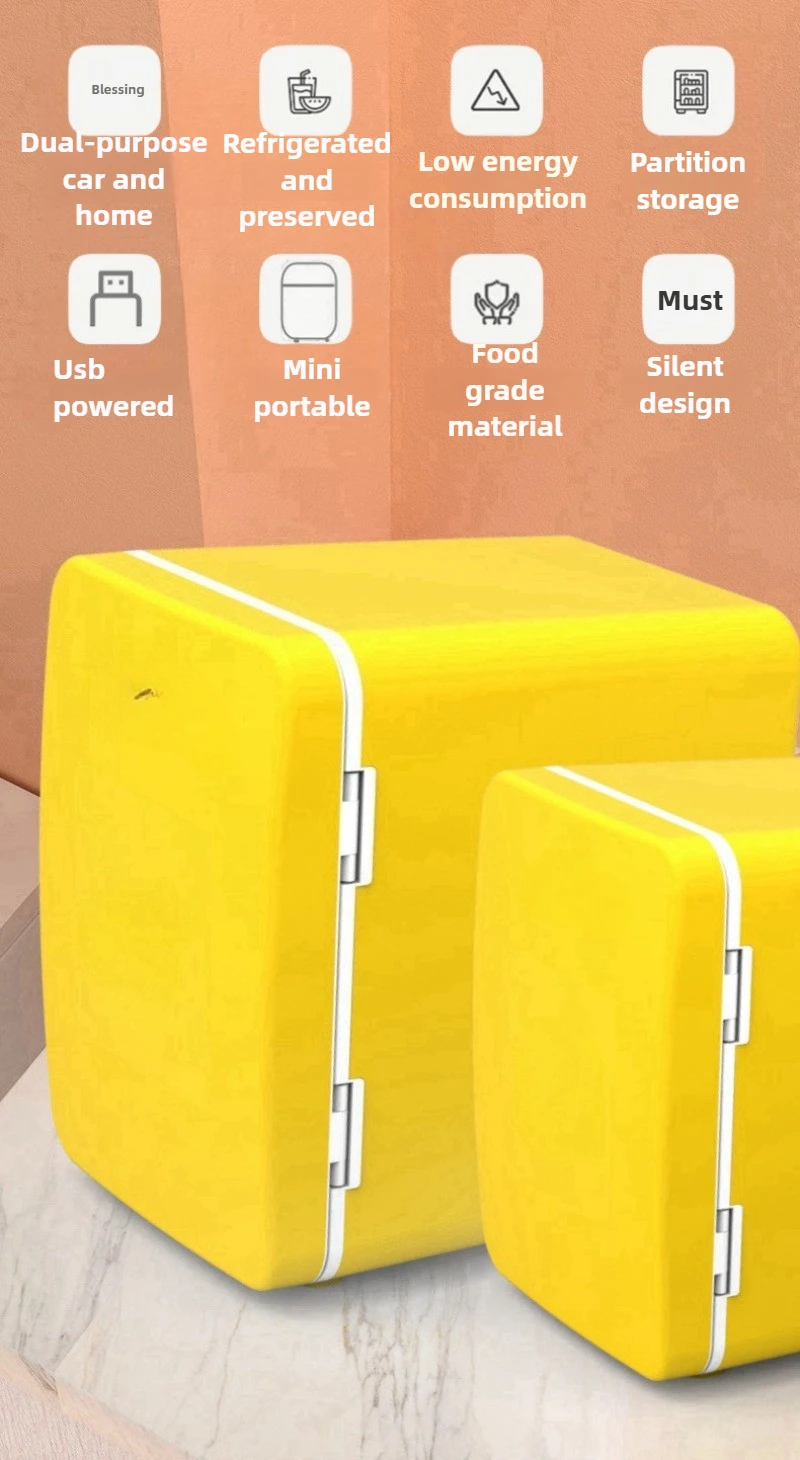 6L DC12V/110-220V Dual-purpose Refrigerator, Refrigerated and Refrigerated Desktop Refrigerator for Cosmetics, Skin Care