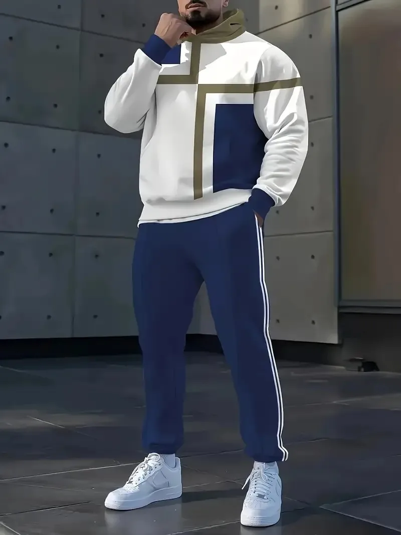 

The new men's set for Spring and Autumn 2025 features a casual fashionable soft and comfortable 3D checkered pattern print