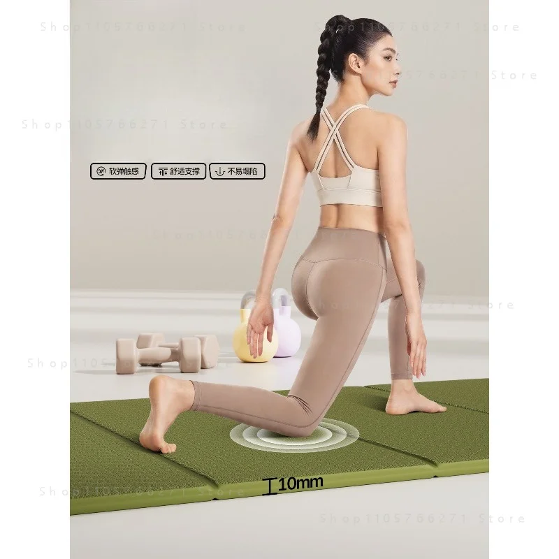 Foldable Extra Thick 10mm Yoga Mat 190x66cm, Non-Slip Noise Reduction Fitness Mat for Home Gym, Anti-Sweat Exercise Cushion