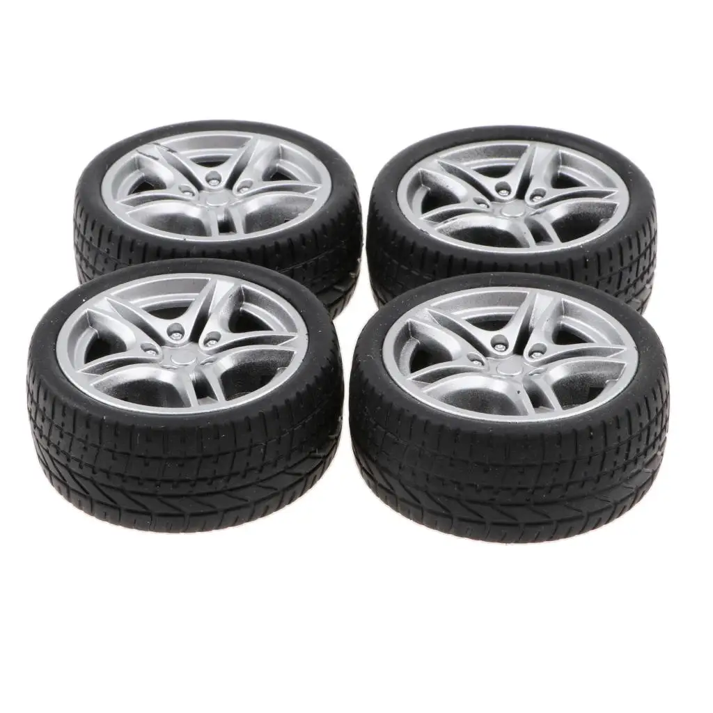 4 pezzi di auto da turismo pneumatici in gomma da 48 mm ruota per auto da corsa auto robot RC fai da te