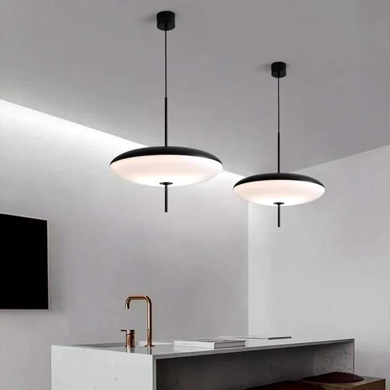 Modern Pendant Lights LED Minimalist Hanging Lamps 50CM Diam Black White Restaurant Study Living Rooms Bedroom Bar Decor Lamp