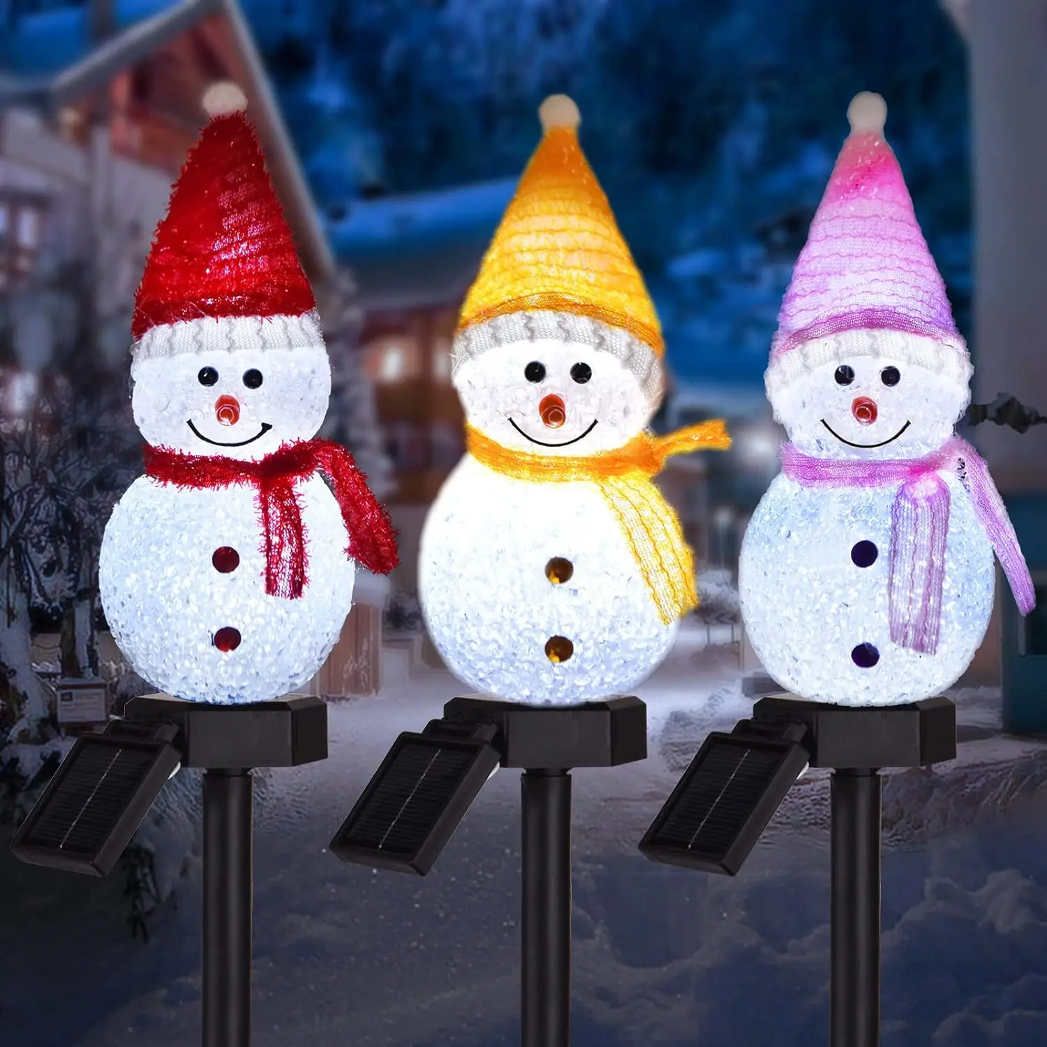 Solar Snowman Pathway Lights Outdoor Snowman Xmas Landscape Lights with Stake Waterproof Solar Winter Garden Landscape Light