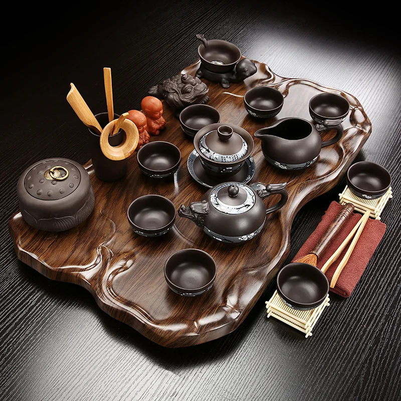 Big Serving Tea Tray Wooden Decorative Accessories Ceremony Valet Tea Tray Drip Drainage Kitchen Bandeja Madera Home Products