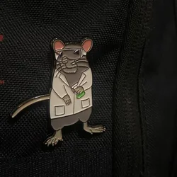 Lab Rat Enamel Brooch Fashion Cute Rat Scientist Pin Hat Backpack Lapel Badge for Chemistry Biology Student  Gifts