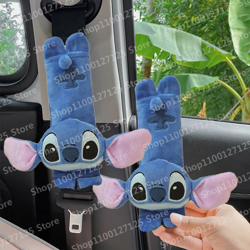 Disney Cartoon Stitch zagłówek samochodowy poduszka pod kark uniwersalne siedzenie osłona pasa bezpieczeństwa lędźwiowego akcesoria do wnętrz