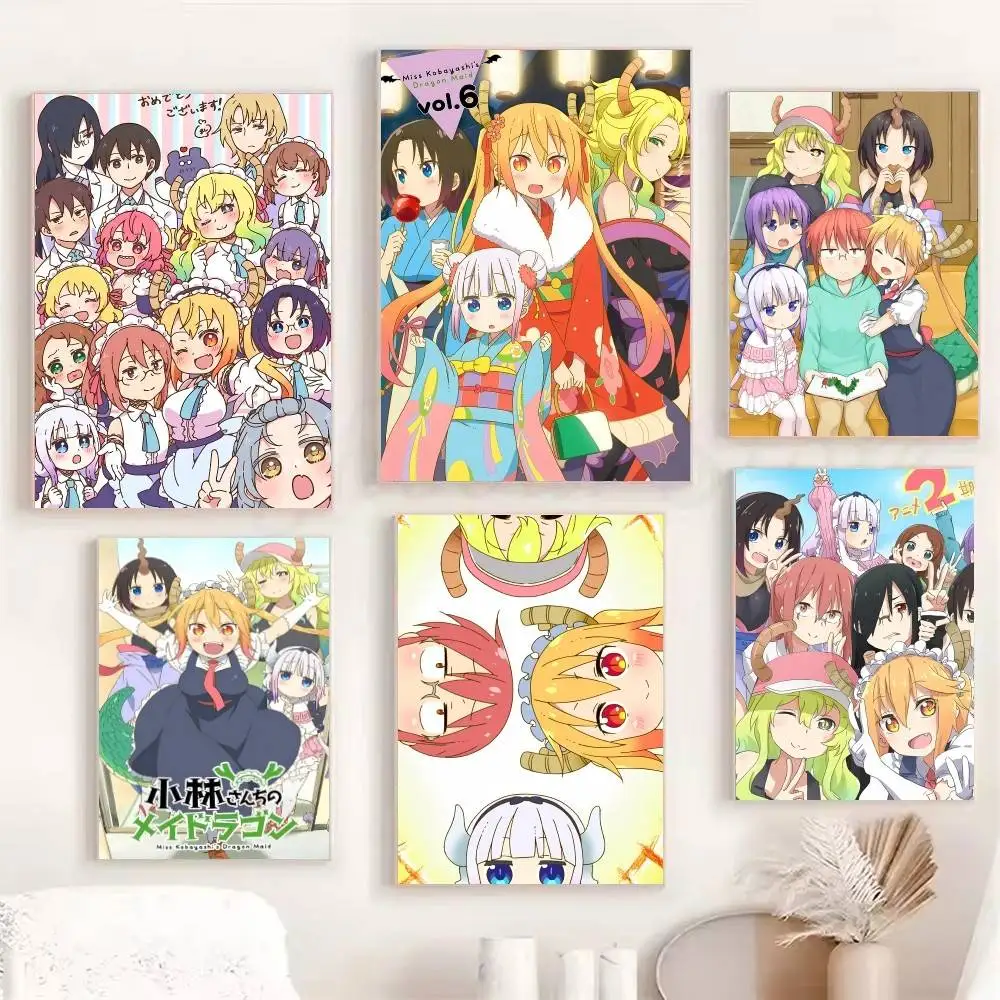 Cartoon Anime M-Miss K-Kobayashis Dragon Maid Posters Fancy Wall Sticker for Living Room Bar Decoration Wall Decor