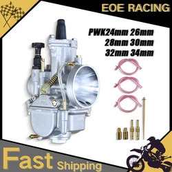 Motorcycle Carburetor With Free Jet For Keihin KOSO PWK 24 26 28 30 32 34mm 2T 4T ATV Quad Go Kart Dirt Bike Scooter 50-250cc