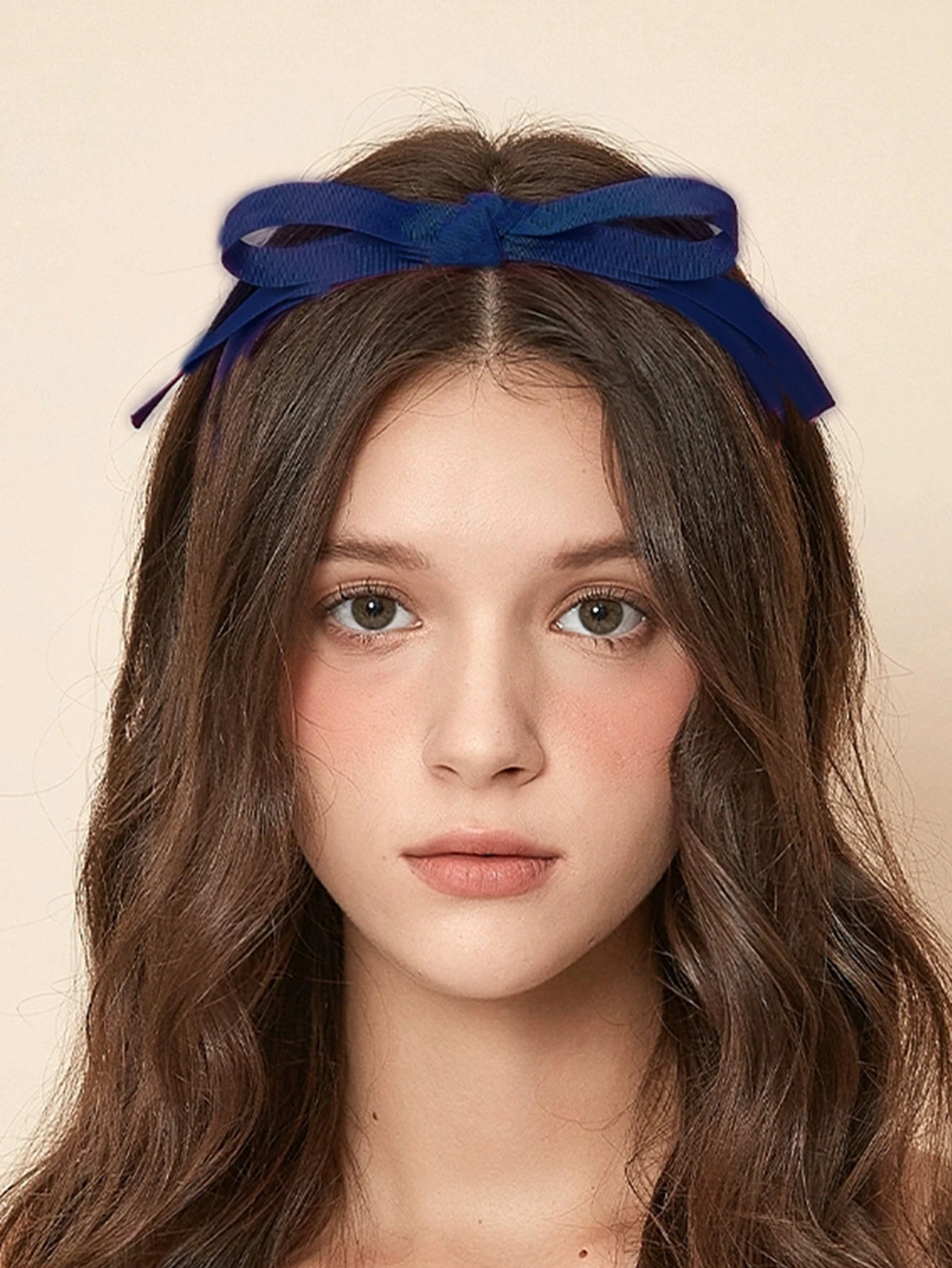 Fascia per capelli con fiocco in tinta unita per donna Copricapo per ragazze Anello per capelli in tessuto di alta qualità Fascia per capelli alla moda Accessori per capelli con castone femminile