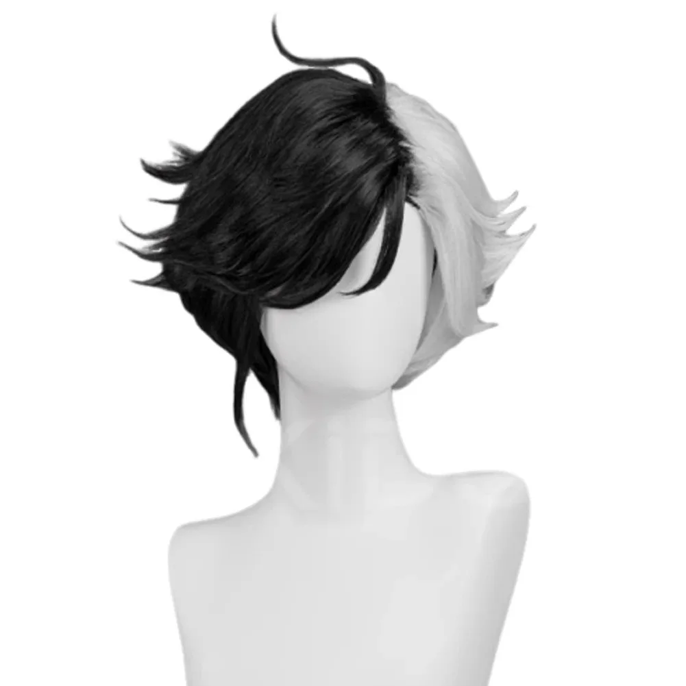 35 cm Luna Sneeuw Cosplay Fantasia Pruiken Vrouwen Wit Zwart Haar Spel Rivaal Disfraz Kostuum Accessoires Halloween Carnaval Party Prop