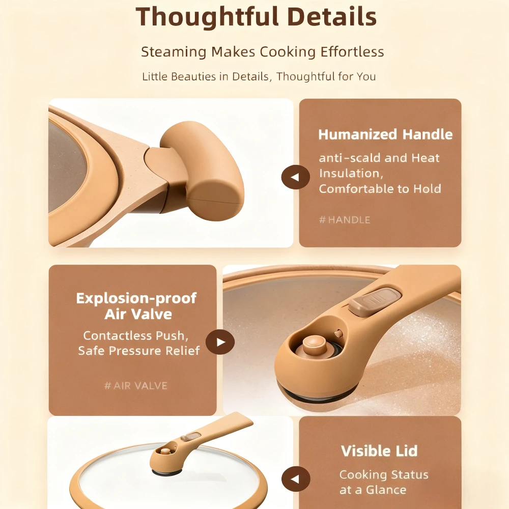 1 قطعة مقلاة الطين غير لاصقة مقلاة الضغط الحفاظ على الصحة مقلاة يموت يلقي عموم مقلاة المطبخ متعددة الوظائف