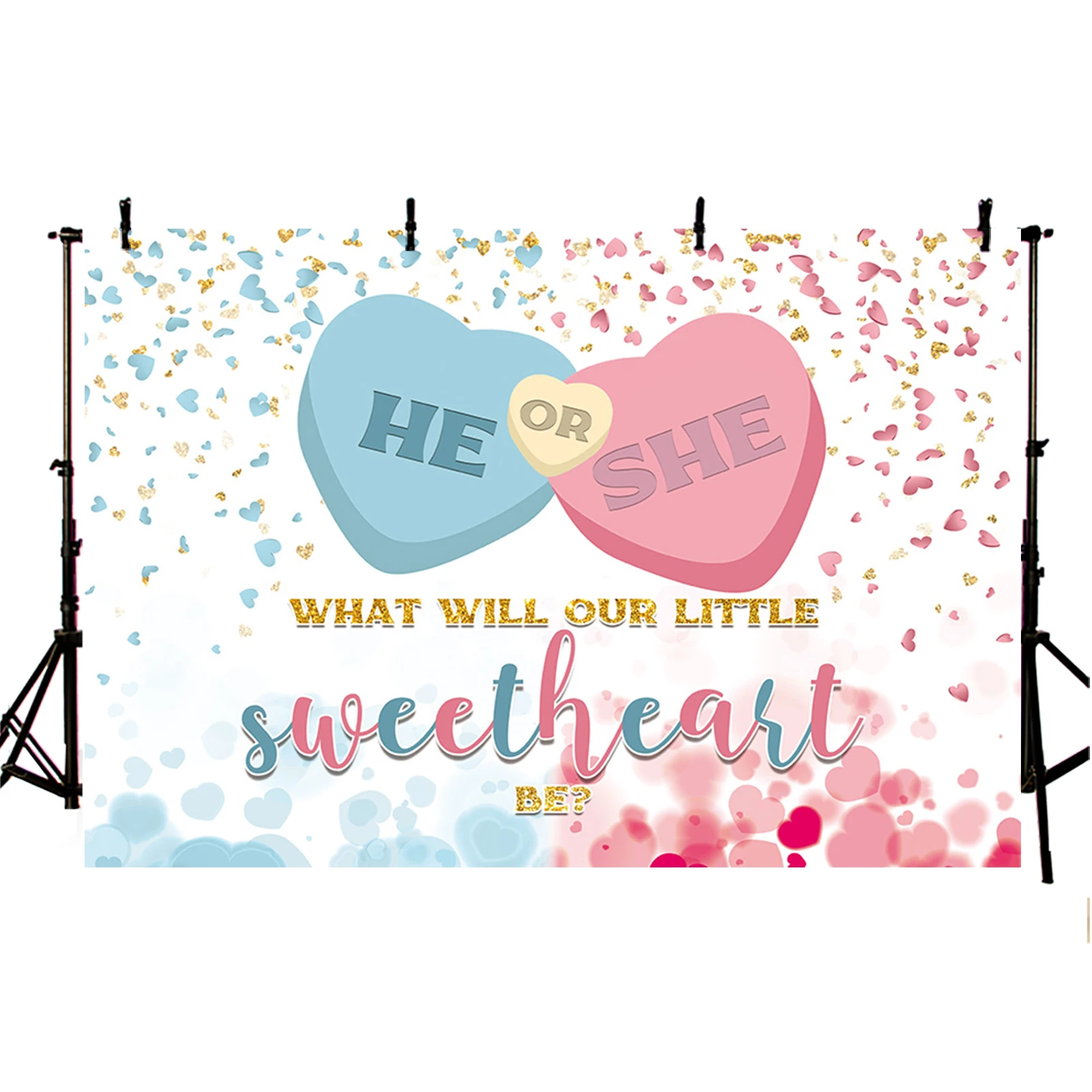 Gender Reveal Photography Background Blue Pink Hearth Backdrop Party Decoration Baby Shower Kid Pregnant Portrait Photo Supplies