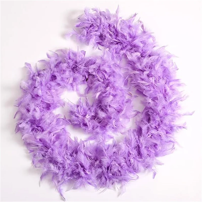 

60g Light Purple Chandelle Turkey Feather Boas Natural Marabou Feathers Boa Strips For Carnival Backpieces Dresses Decorations