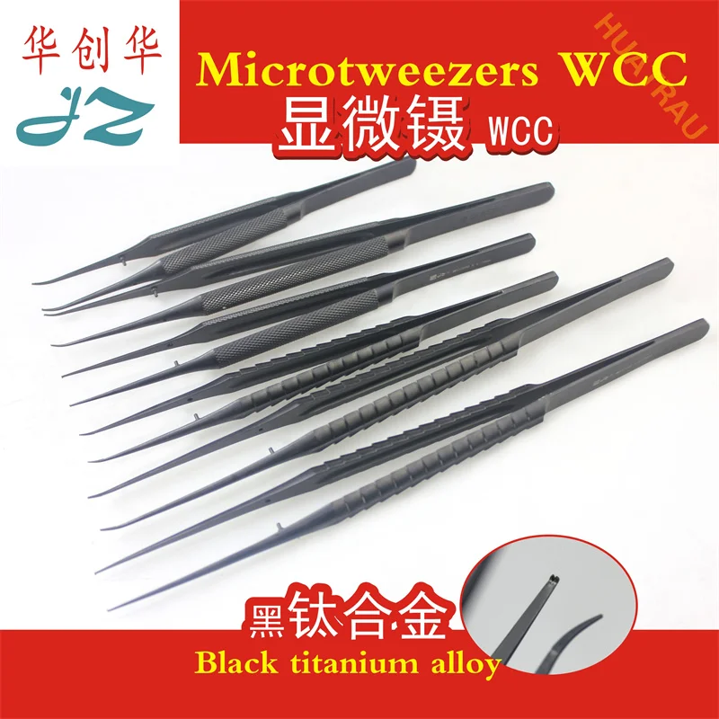 

Shanghai Jinzhong Medical Microscopic Tweezers Direct Bend Hand and Foot Surgical Instrument Black Titanium Alloy WCC