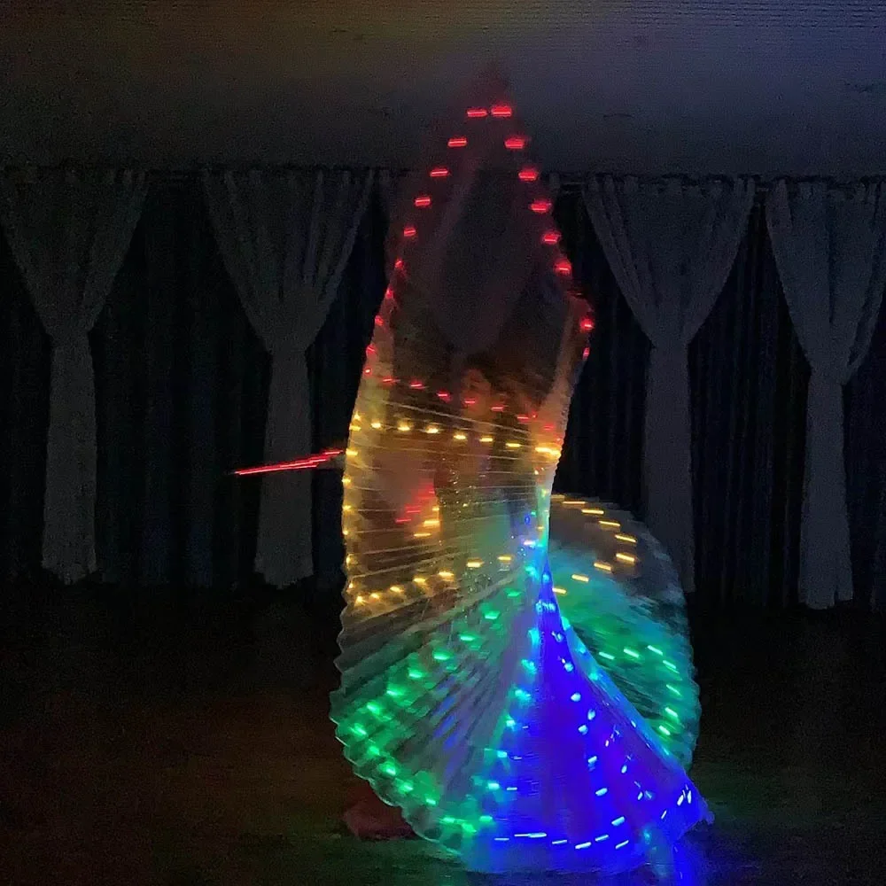 Belly Dance Isis Wings Led Luminous Show Props Women 360 Degrees LED Shining Wings Adult Carnival Girls Dance Wings with Sticks