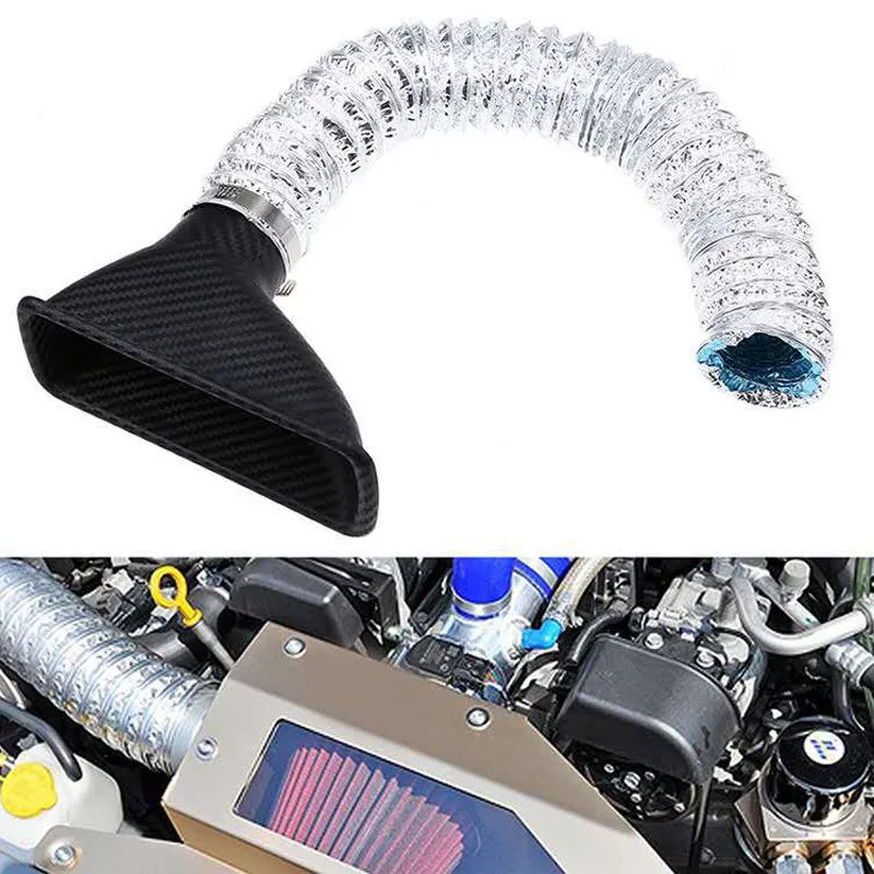 General purpose carbon fiber pattern air inlet for automobile modification, air inlet duct, square/round port