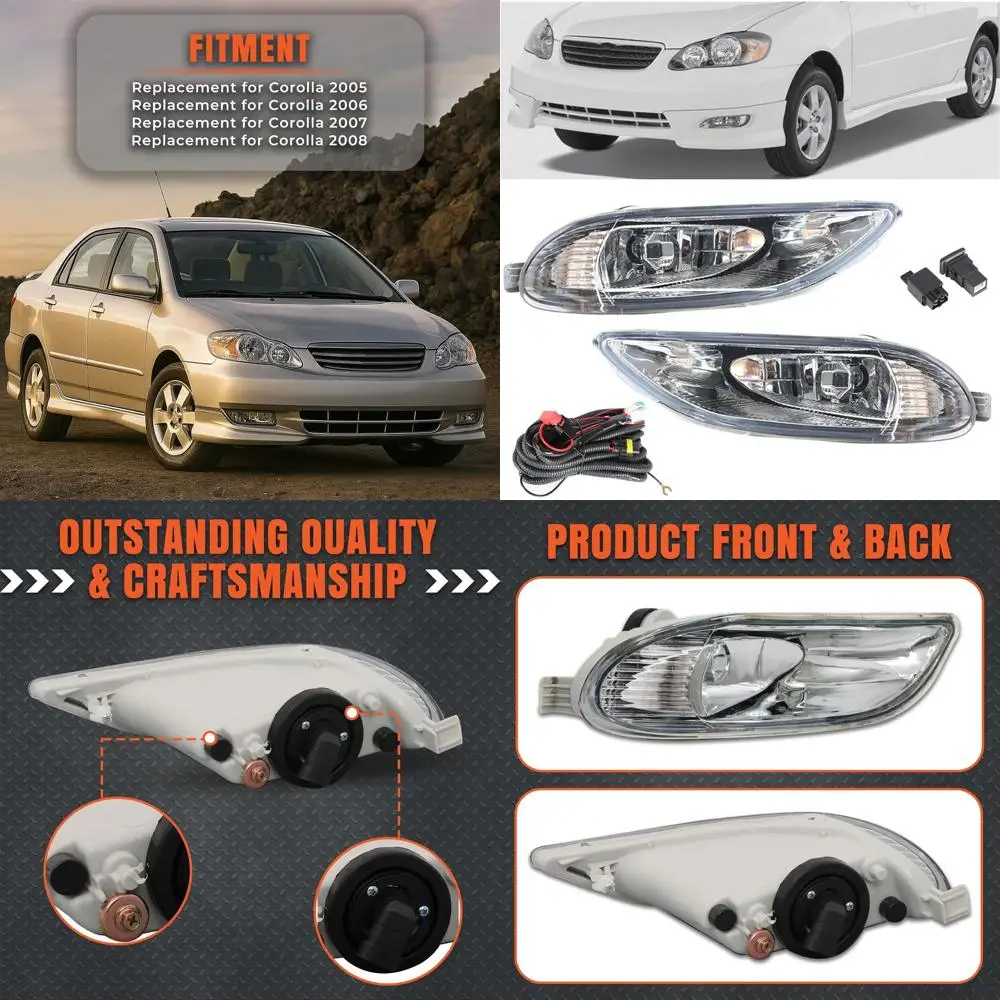 

2005-2008 Corolla Fog Light Assembly Replacement Kit with Bulbs for Driver and Passenger Side