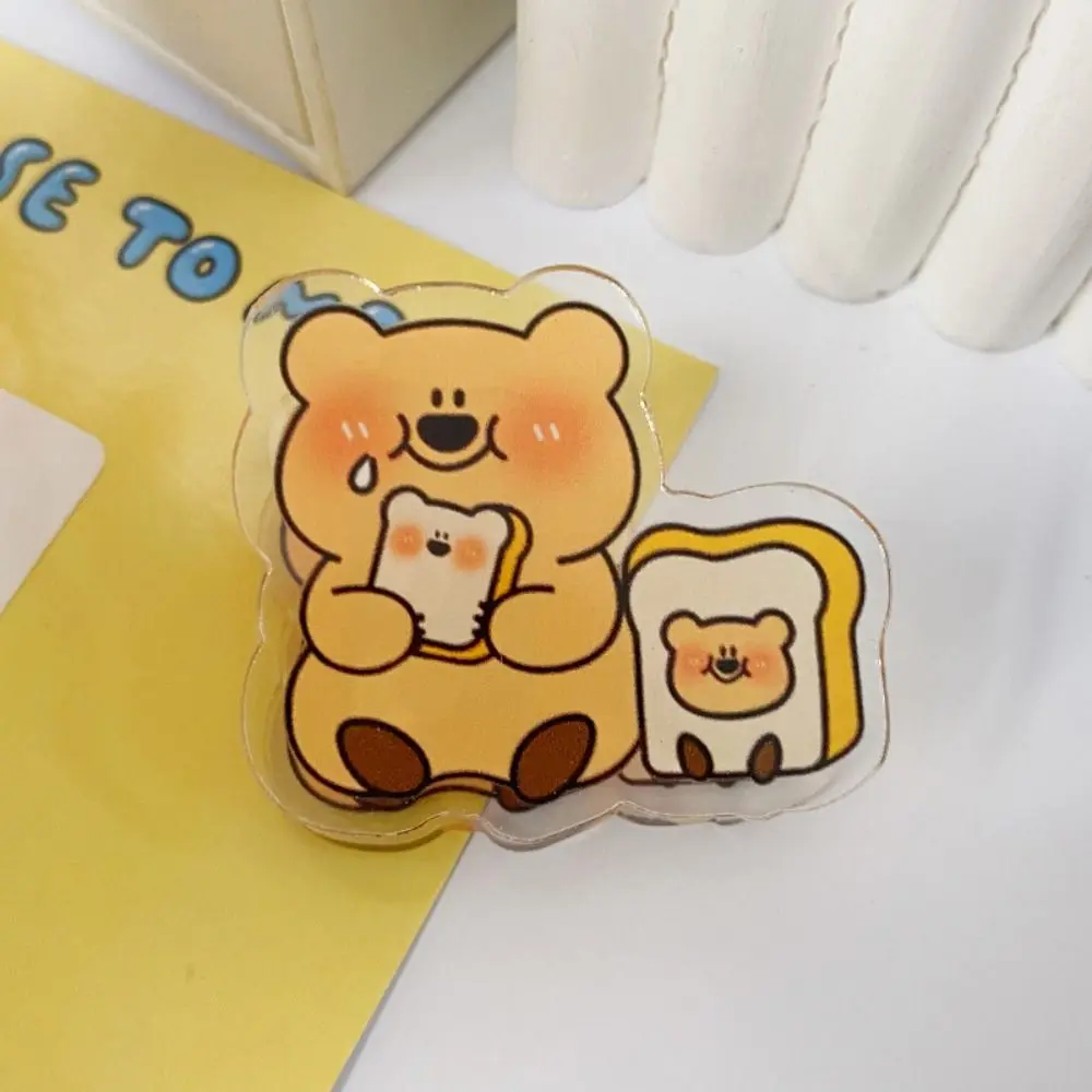 Carpeta de doble cara de oso de dibujos animados lindo, Clip de nota de Pp acrílico engrosado, multifunción, carpeta de cuenta de mano multiusos, estudiante