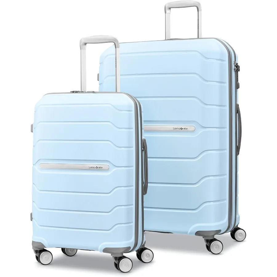 Freeform 2-Piece Luggage Set - Carry-On and Large Checked Luggage with Dual Spinner Wheels - Durable Polypropylene Hardshell -
